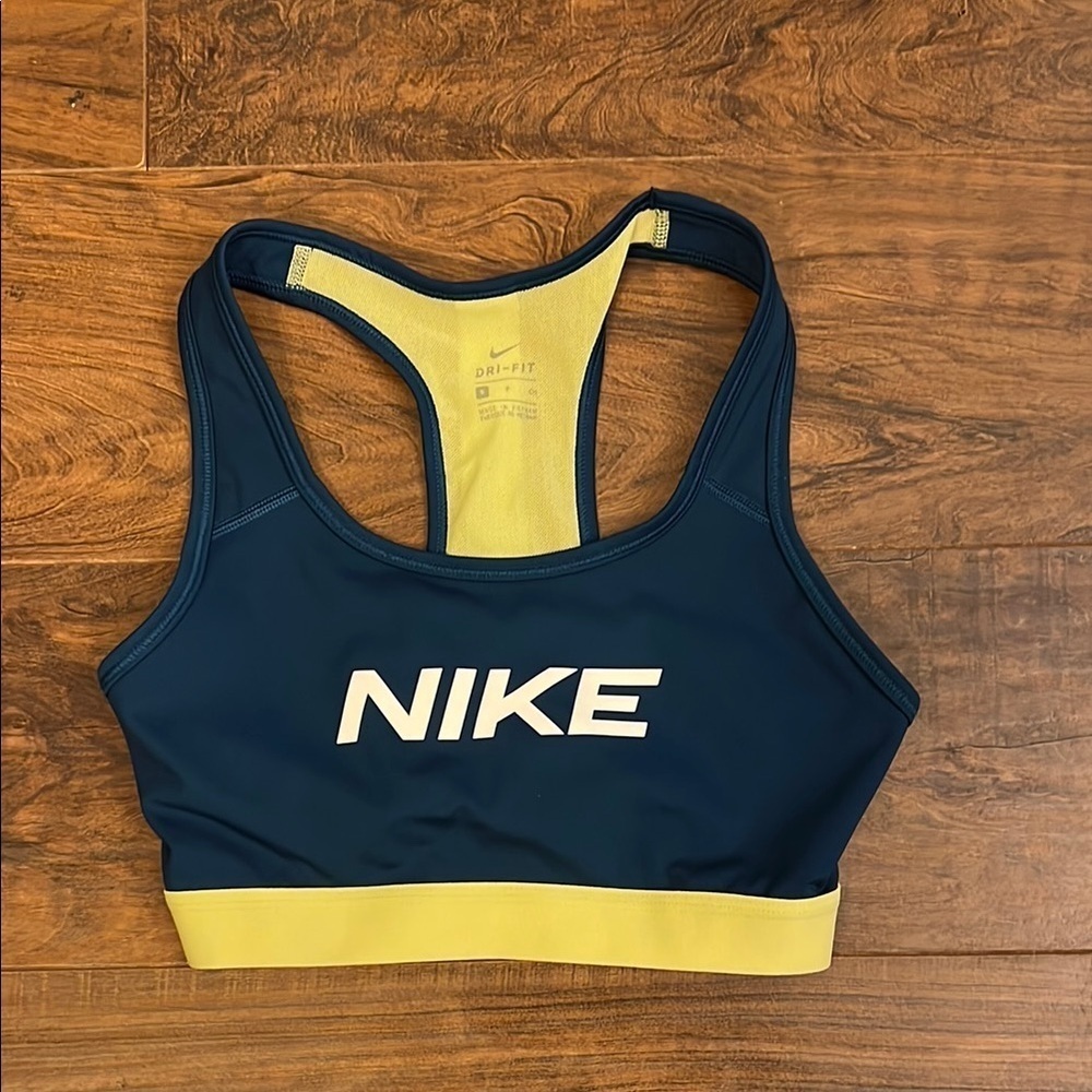Girl's Nike Blue and Yellow Sports Bra Racerback Design, Sz L.